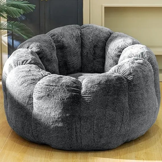 Bean Bag Chair with Filler, Faux Fur Comfy Chair with Petal Armrest Fluffy Lounge Chair for Bedroom, Living Room, Dorm, Game - G