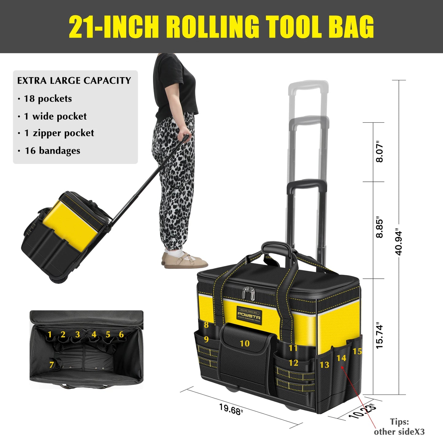 Hign Concerned Waterproof Rolling Bag Extendable Handle