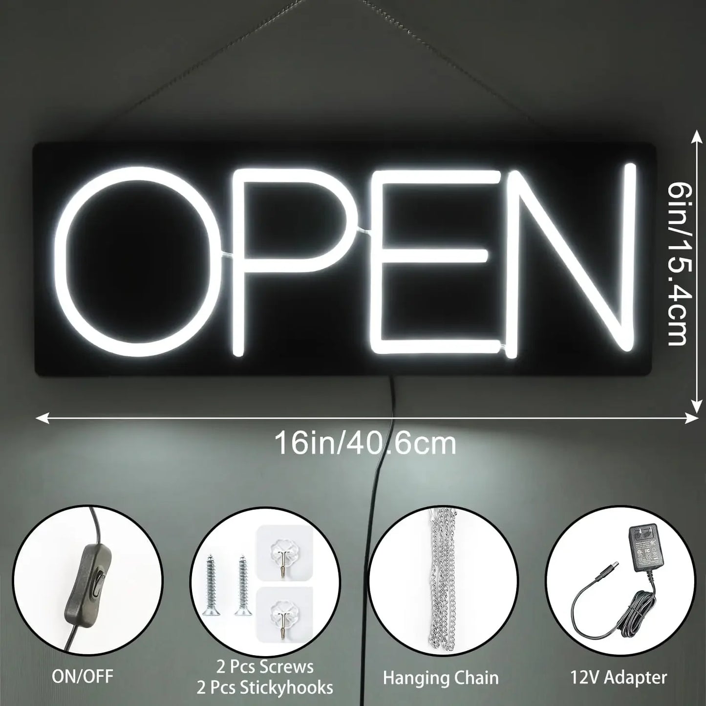 Open Neon Sign 12V Ultra Bright LED for Storefront
