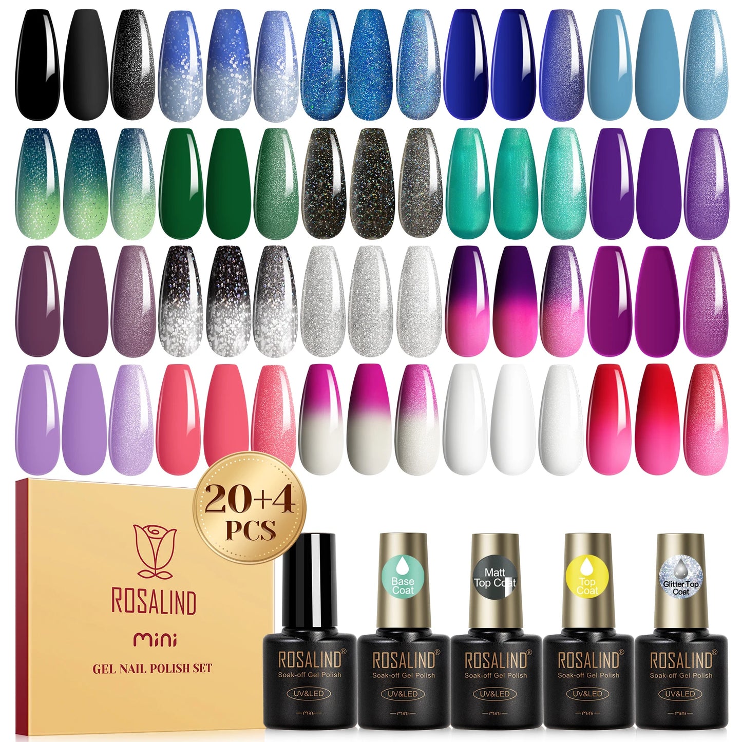 Rosalind Gel Nail Polish With Base And Top Coat 24