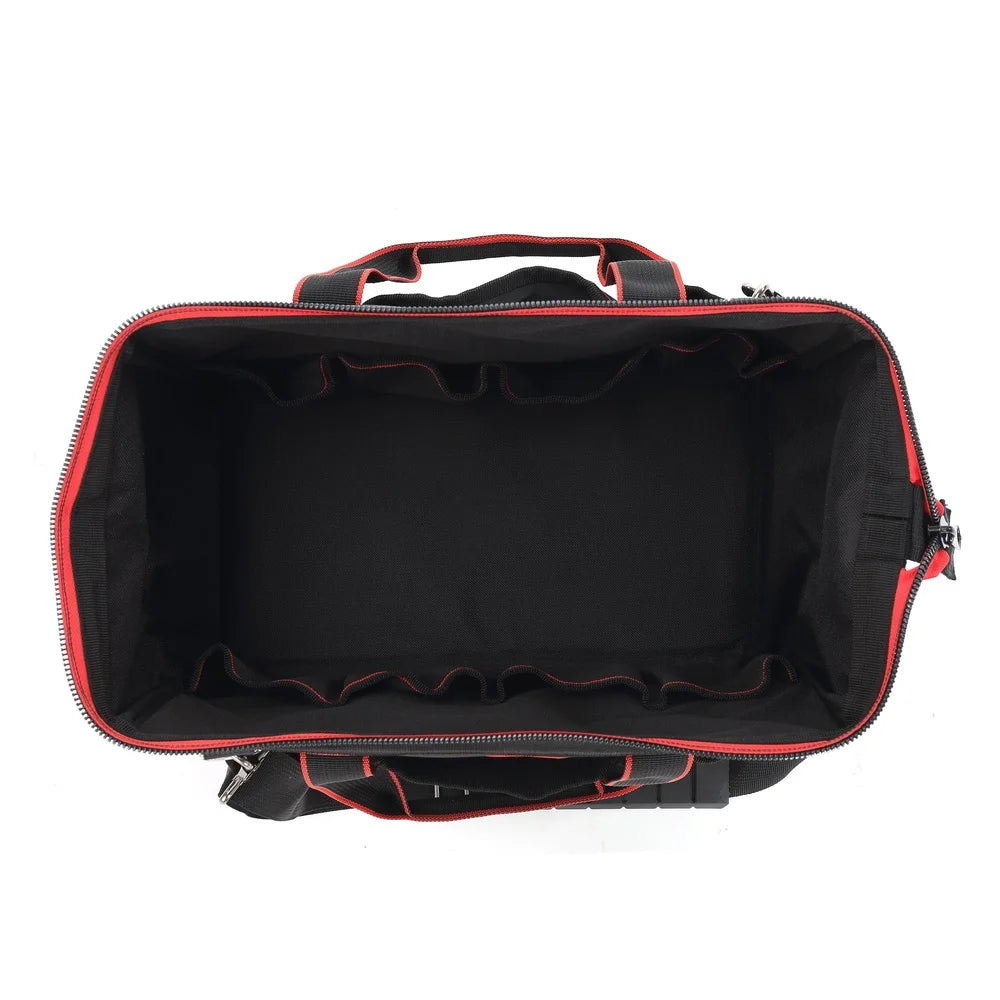 15 Inch Large Mouth Tool Bag with 8 Internal Pockets and 10 External Pockets Adjustable Shoulder Strap Home Garage Car Use