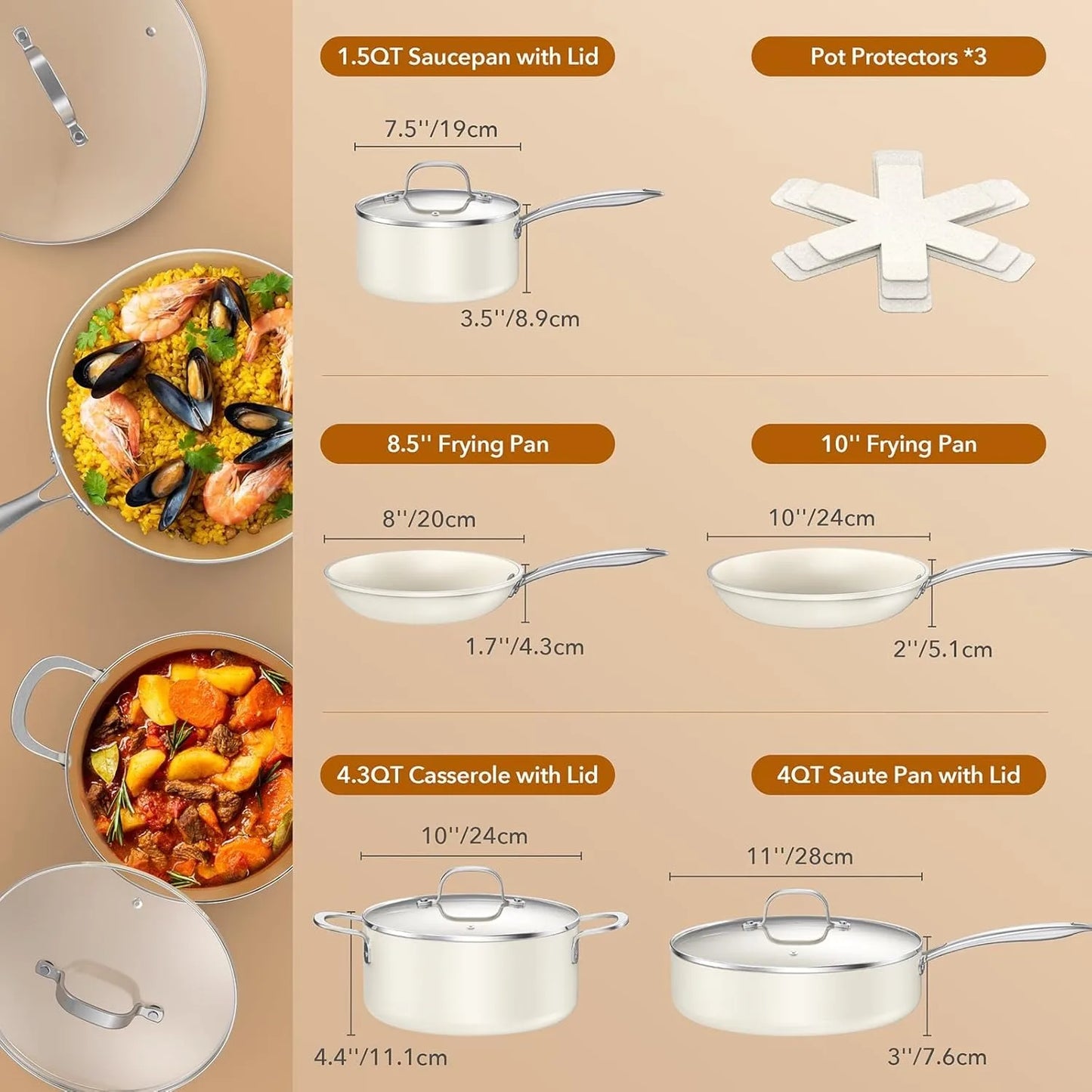 Hign Concerned Chemical Ceramic Cookware Set 11 Pcs