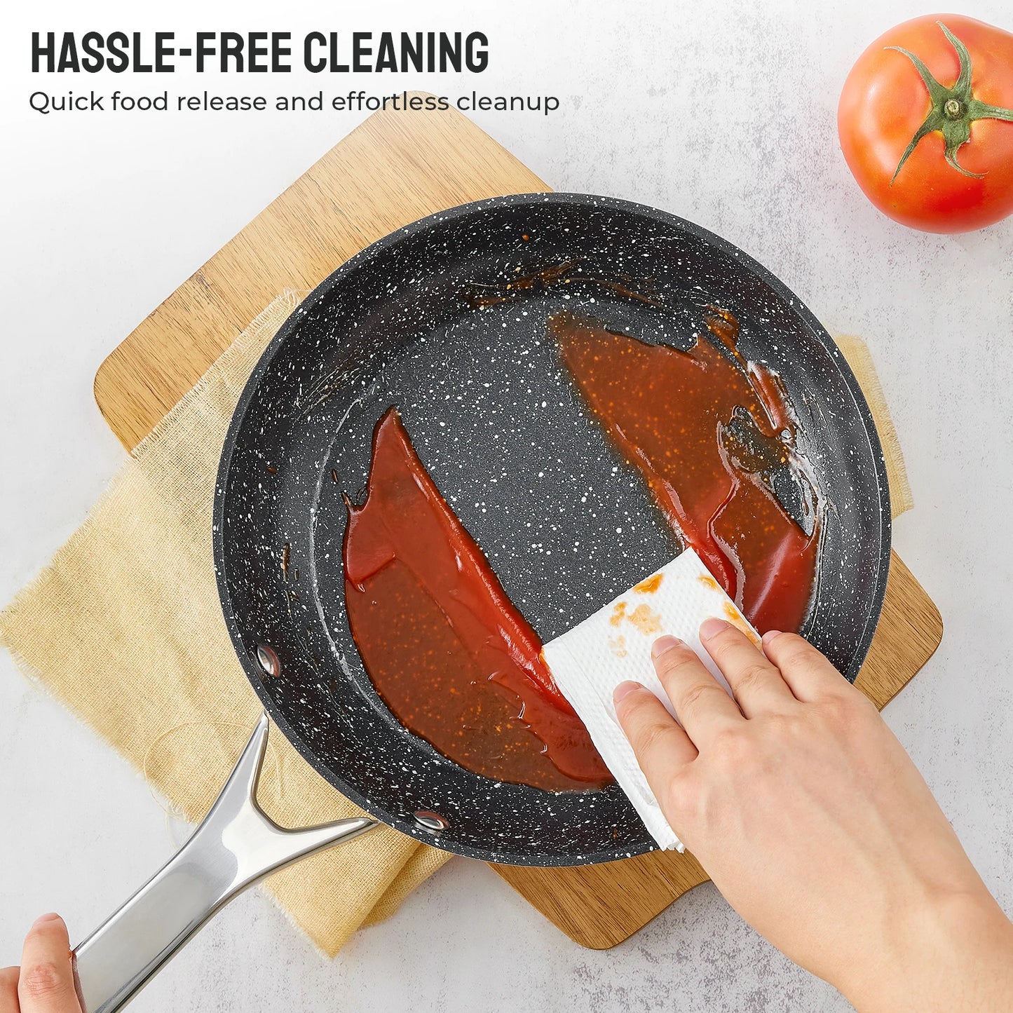 BEZIA Induction Cookware 10-Piece Nonstick Pots and Pans