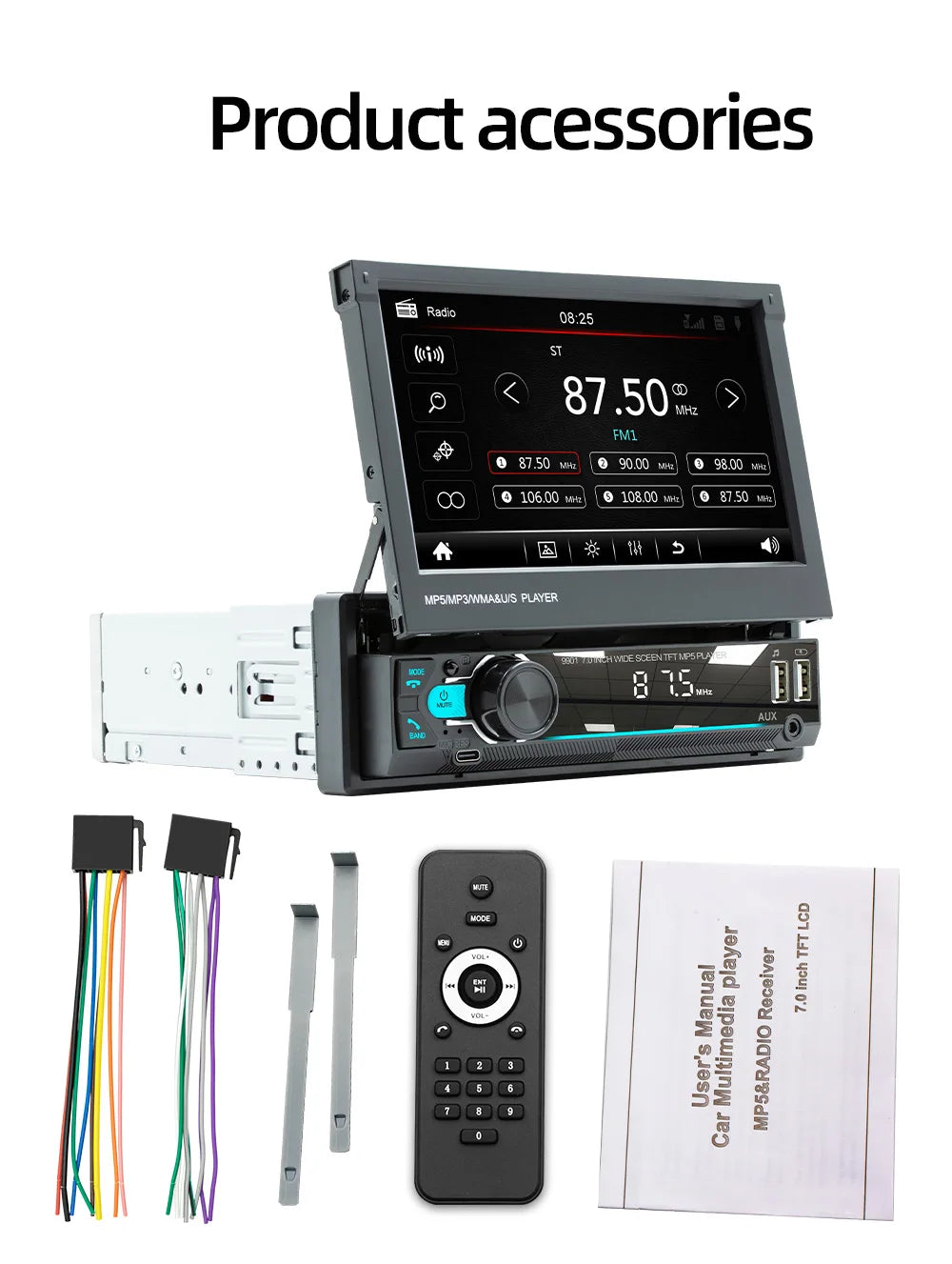 ESSGOO Car Stereo Head Unit MP5 Bluetooth Touch Screen USB