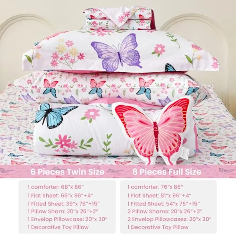 Size Comforter Sets for Girls 6 Pieces Bed in a Bag Bedding Comforter Sheet Set with Shams Decorative Toy Pillow Ultral Soft Mi