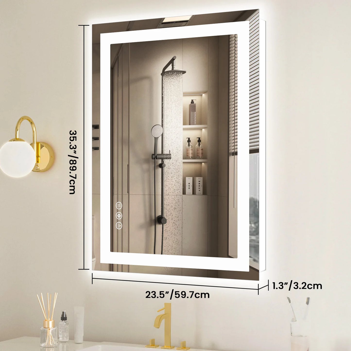 JHK LED Vanity Mirror Memory Function Front Backlit