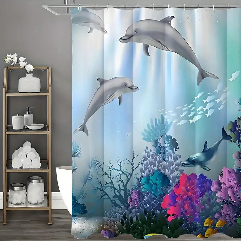 Online Goods Warehouse Dolphin Shower Curtain Undersea