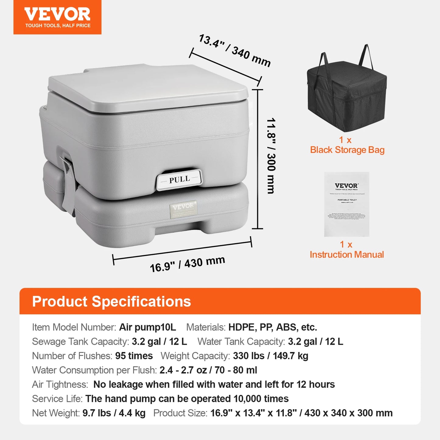SucceBuy Portable Camping Toilet Pressurized Flush Odorless