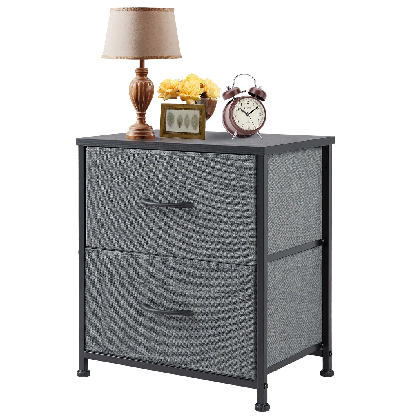 JHK Nightstand Bedside Table With Storage Drawers Cabinet
