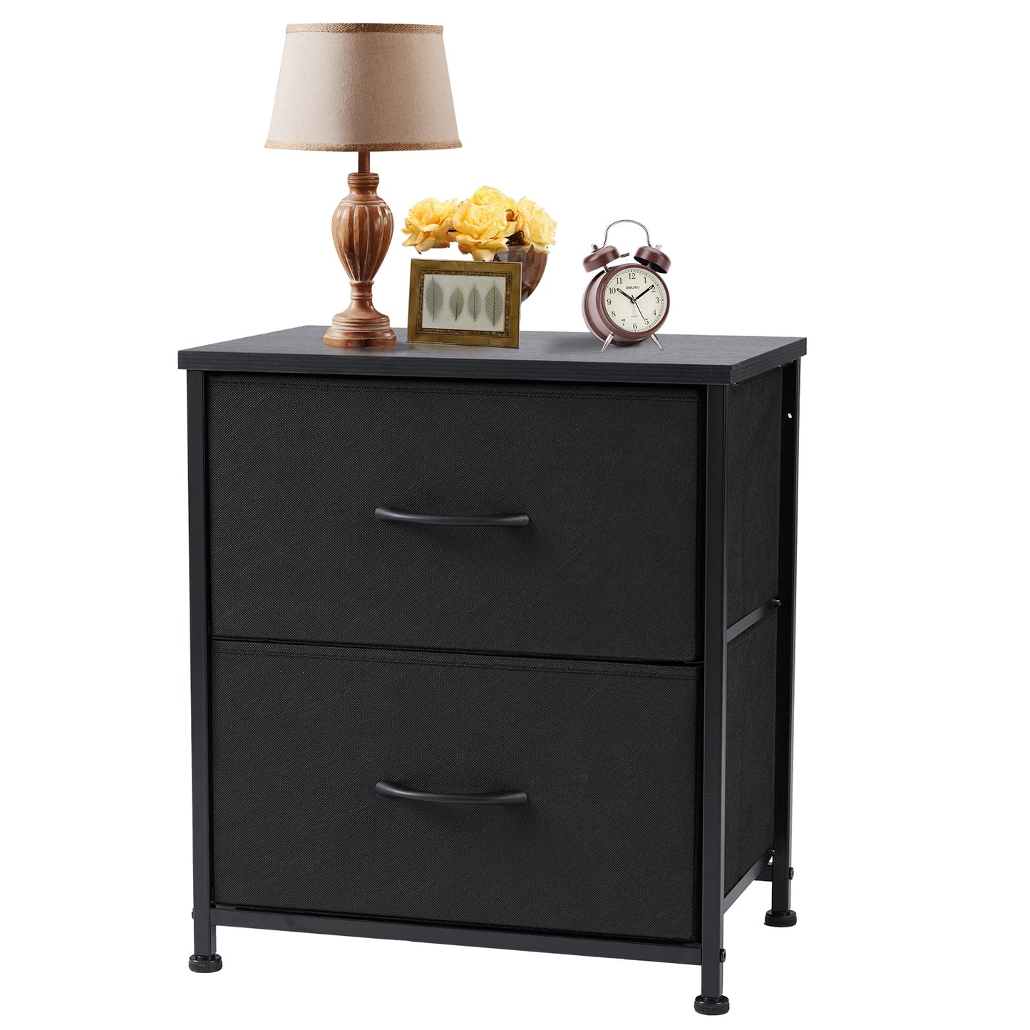 JHK Nightstand Bedside Table With Storage Drawers Cabinet