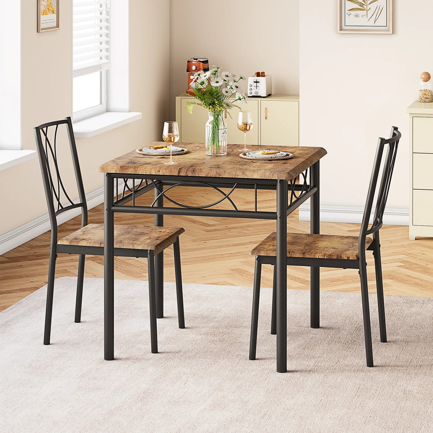 Online Goods Warehouse Dining Table Set Chairs Rustic Wood