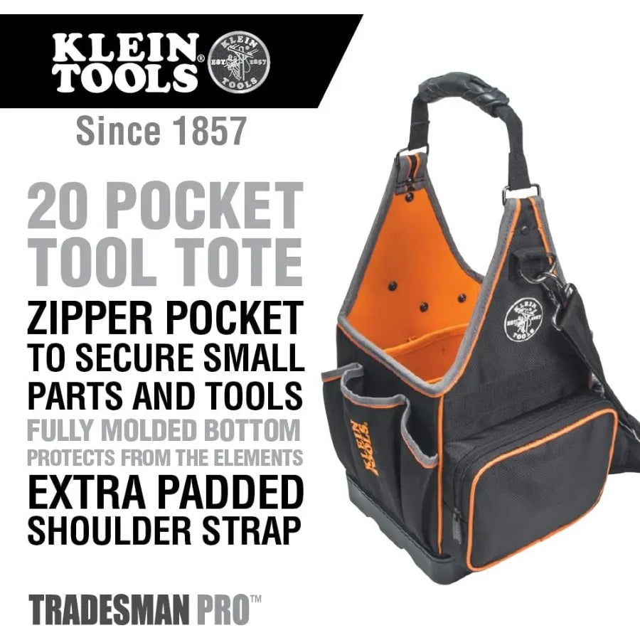 554158-14 Tool Bag Tradesman Pro Tote with 20 Pockets Made of 1680d Ballistic Weave and a Fully Molded Bottom 8-Inc