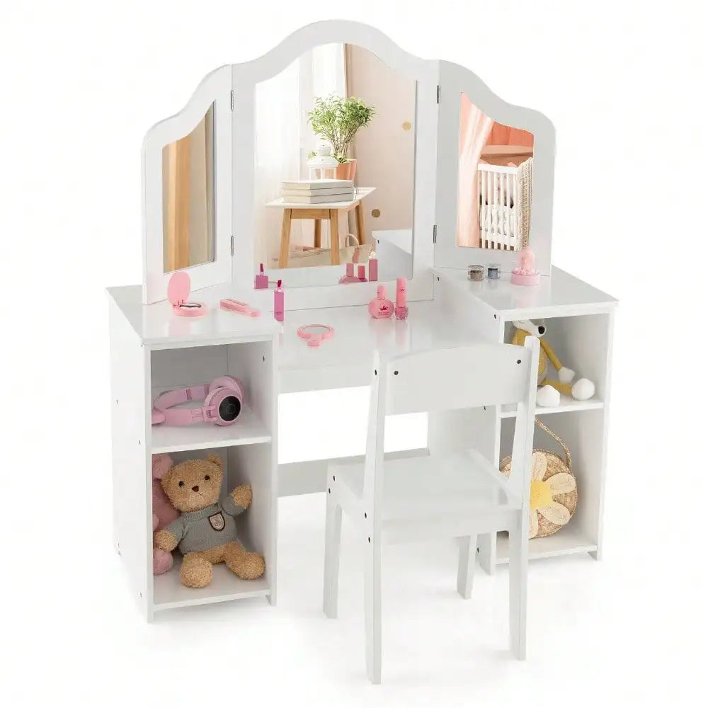 Hign-concerned Vanity 2 in 1 Princess Makeup Desk and Chair