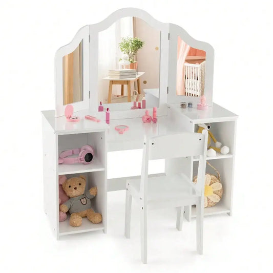 Hign-concerned Vanity 2 in 1 Princess Makeup Desk and Chair