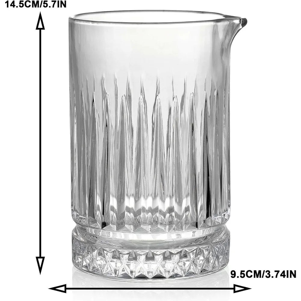 21oz Cocktail Mixing Glass - Lead-Free Hand Blown Barware with - Professional Bartender Kit for Martini, Manhattan, Old Fashione