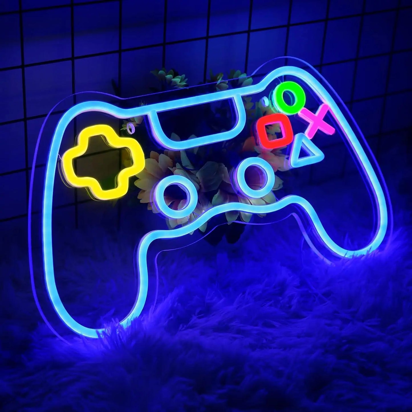 Gamer Neon Gamepad Shape Neon Gaming Sign for Boys Room, Dimmable LED Game Controller Neon USB Powered Colored Room Deco ration