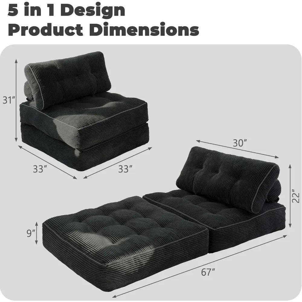 Combination Sofa Bed With Pillow Convertible Sleeper Chair