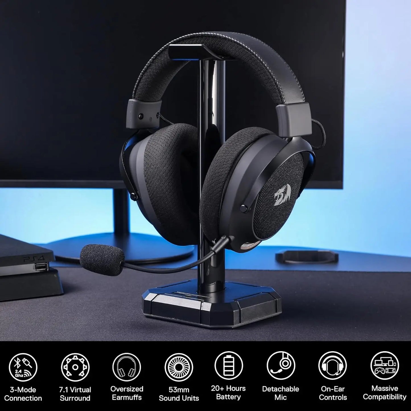 Redragon H858 Gaming Headset 2.4GHz BT Wired For PC