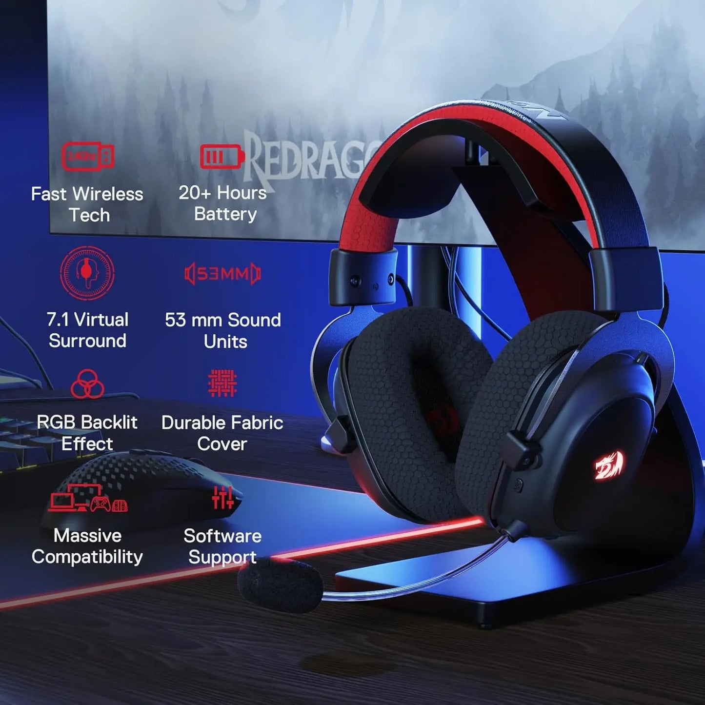 Redragon H510 PRO Zeus X RGB Wireless Gaming Headset