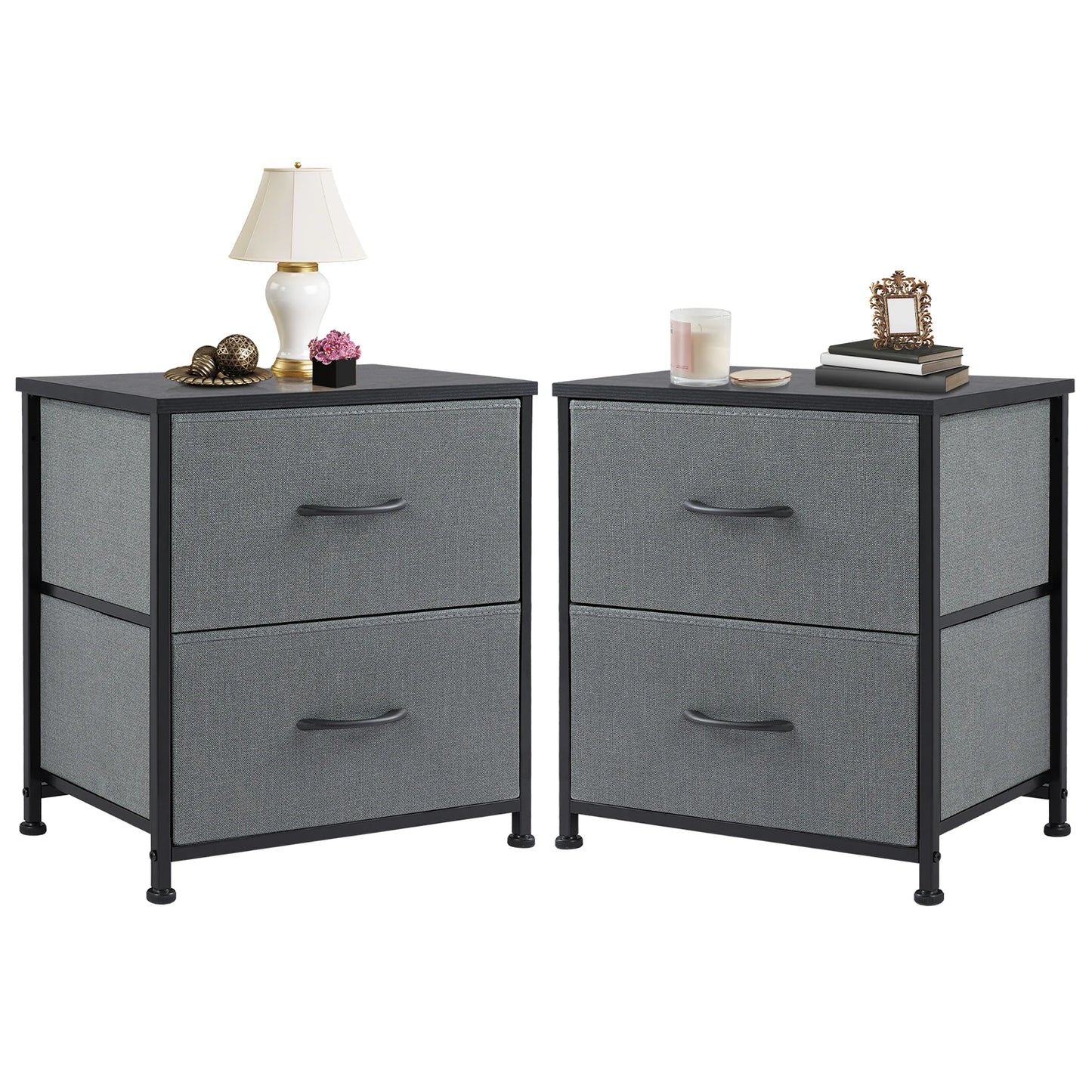 JHK Nightstand Bedside Table With Storage Drawers Cabinet