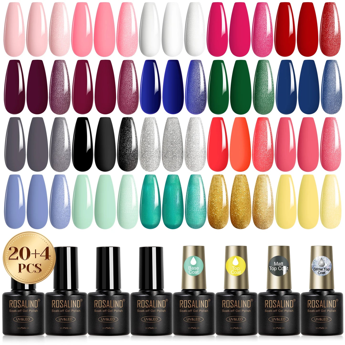 Rosalind Gel Nail Polish With Base And Top Coat 24