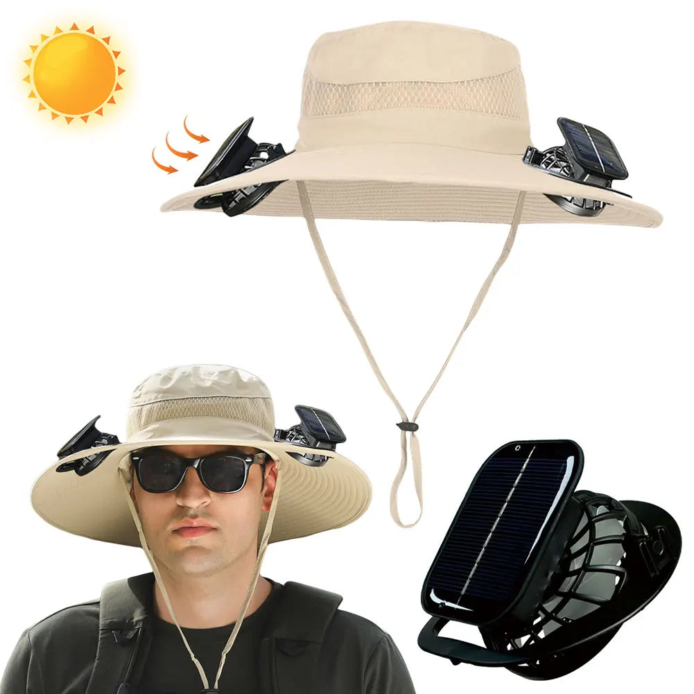APWIKOGER Solar Fan Hat With 2 Solar Fans Outdoor Cap