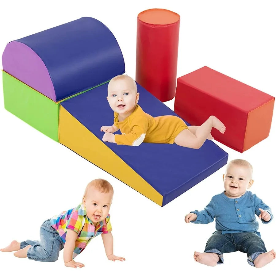Climb and Crawl Toys for Toddlers 13 Baby Playing Blocks 5pcs Climbing Toys Indoor Crawling Gym Equipment for Toddler Fun Foam
