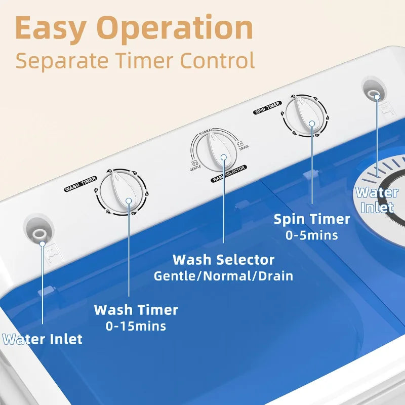Zynkez Portable Twin Tub Washing Machine With Drain Pump