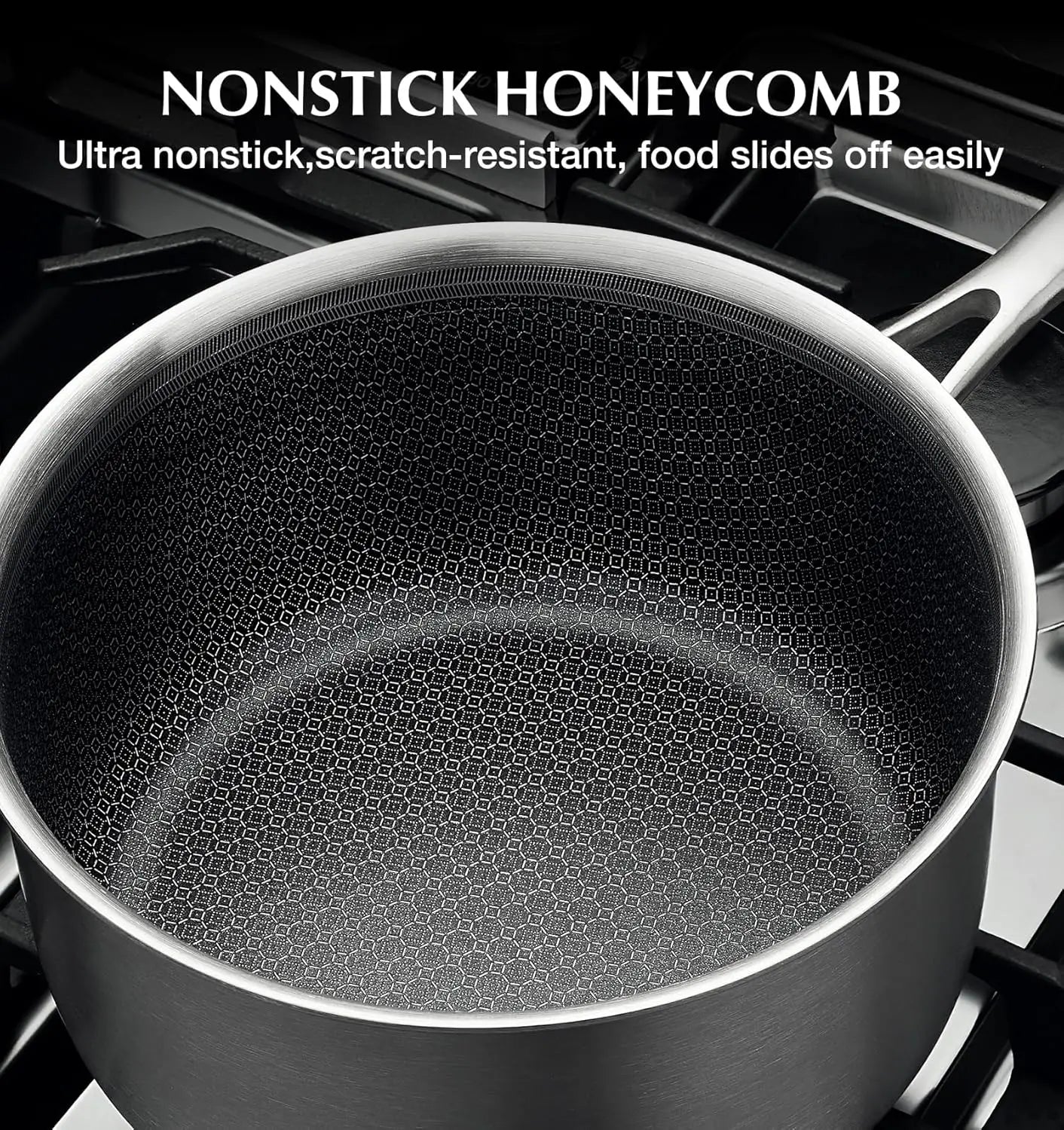 Hign Concerned Hybrid Honeycomb Nonstick Saucepan Set