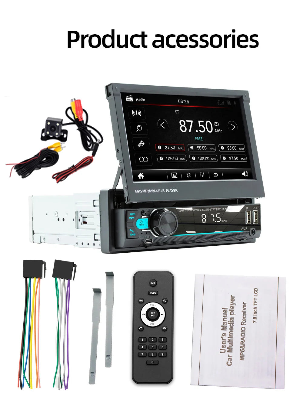 ESSGOO Car Stereo Head Unit MP5 Bluetooth Touch Screen USB