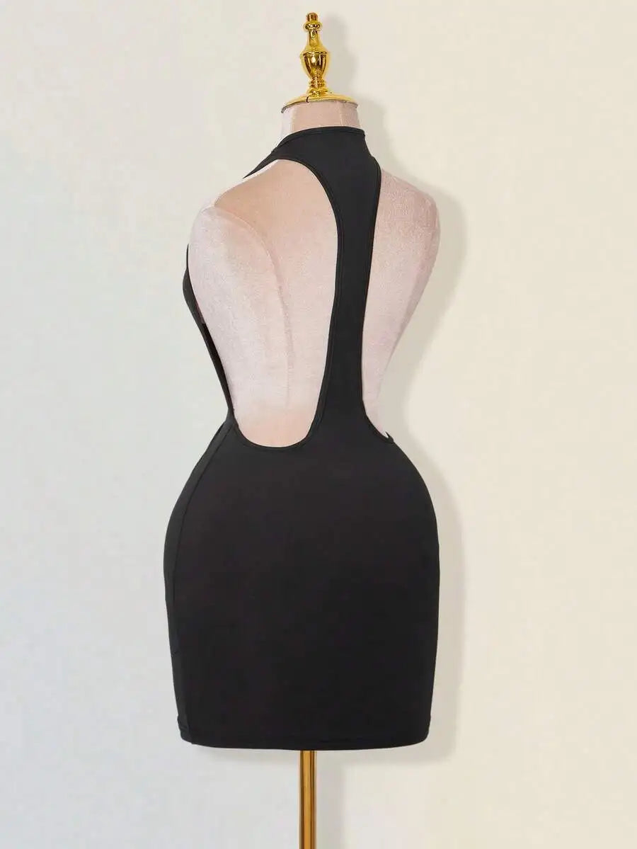White Bodycon Mini Dress with Criss-Cross Backless Design