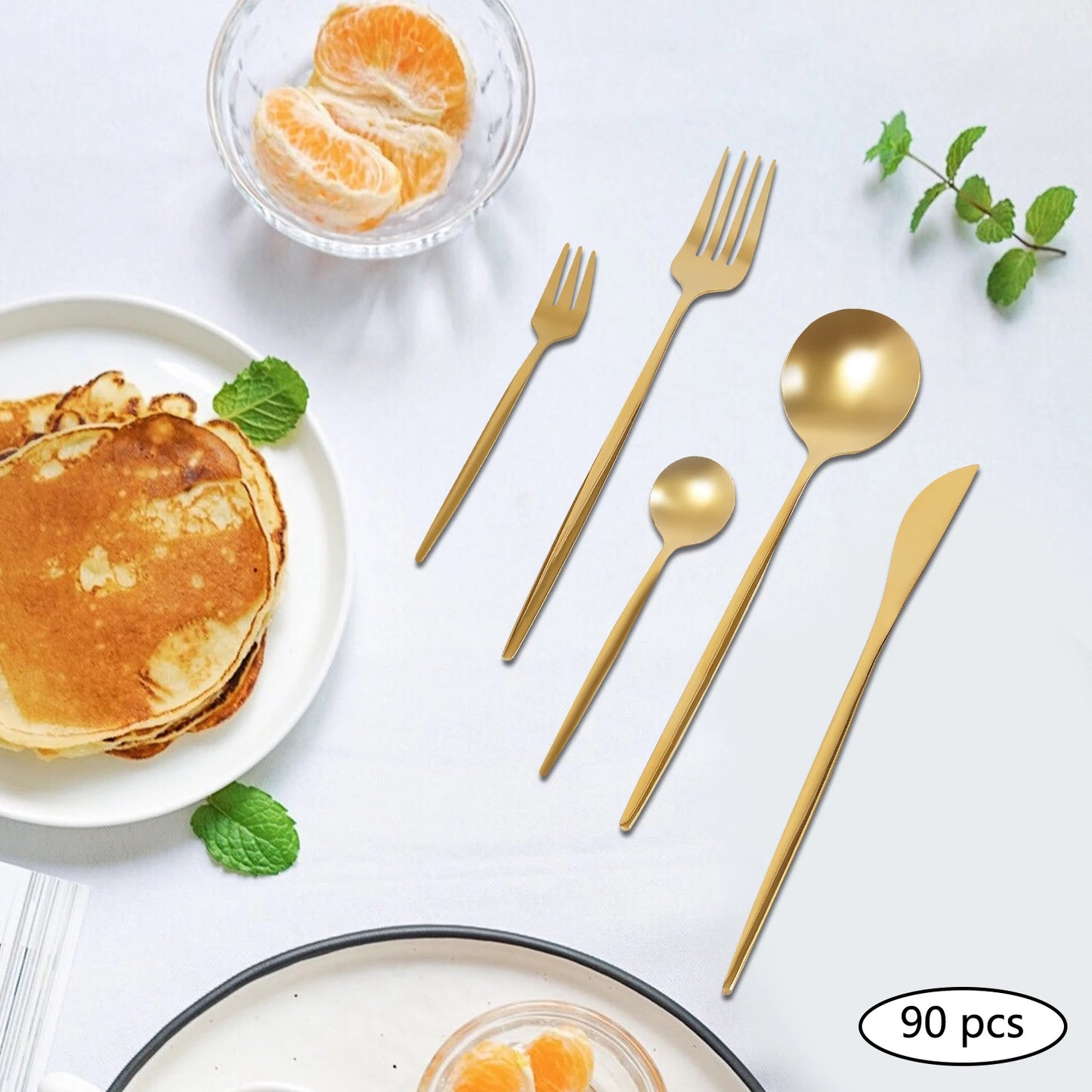 90-Piece Stainless Steel Flatware Set