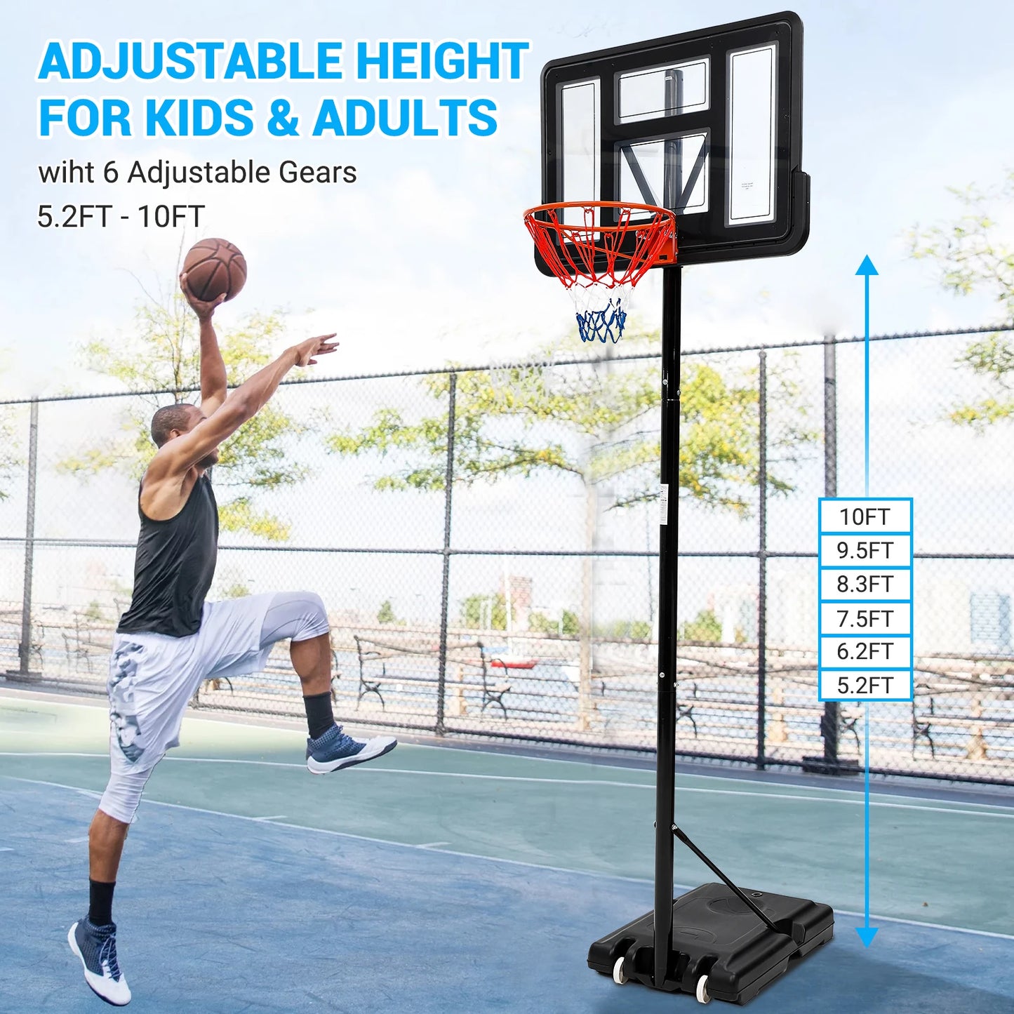 HiMISSH Adjustable Outdoor Basketball Hoop Backyard