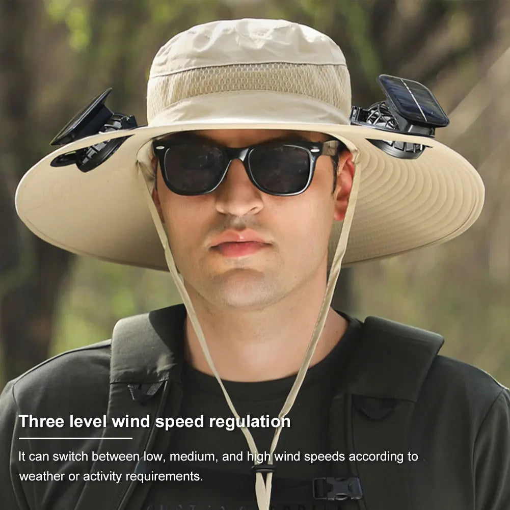 APWIKOGER Solar Fan Hat With 2 Solar Fans Outdoor Cap