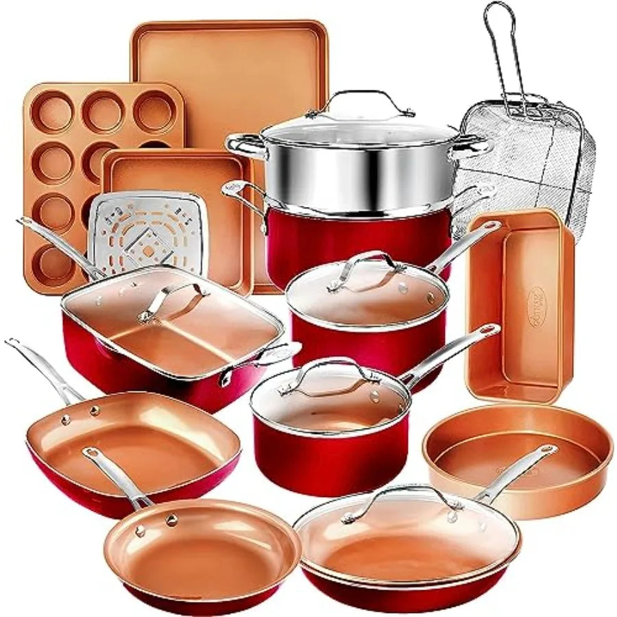 20 Piece Nonstick Pots and Pans Cookware Set with Lids