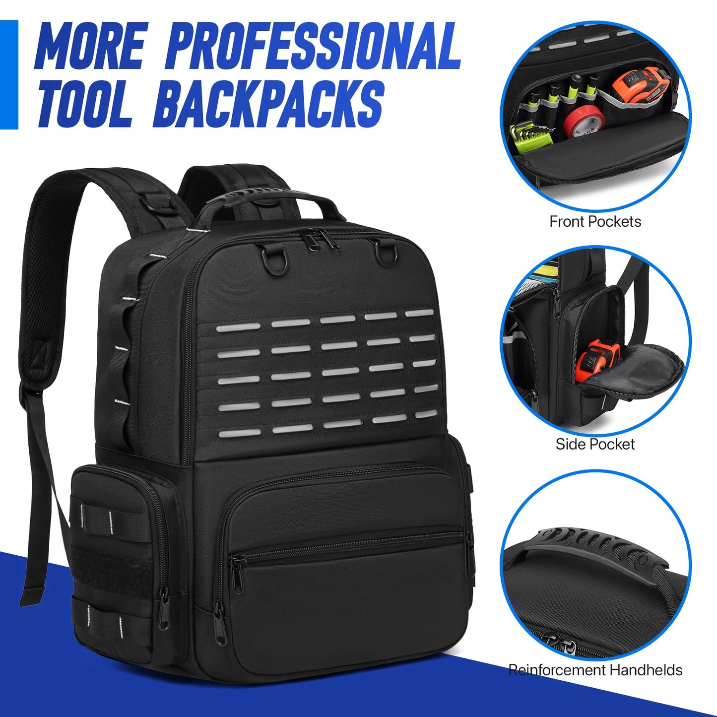 YH GSCN Heavy Duty Tool Backpack With Multiple Pouches