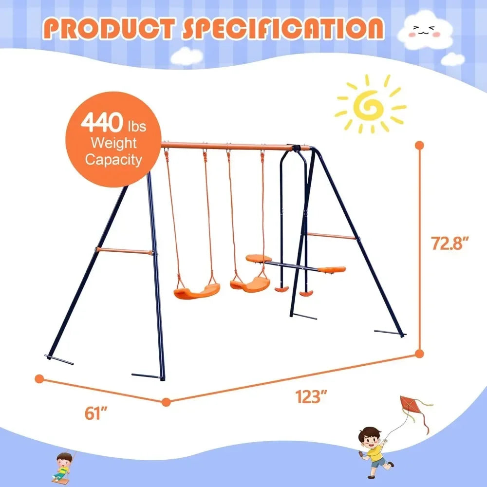 HUANZHUANG Outdoor Swing Set A Frame Heavy Duty Metal
