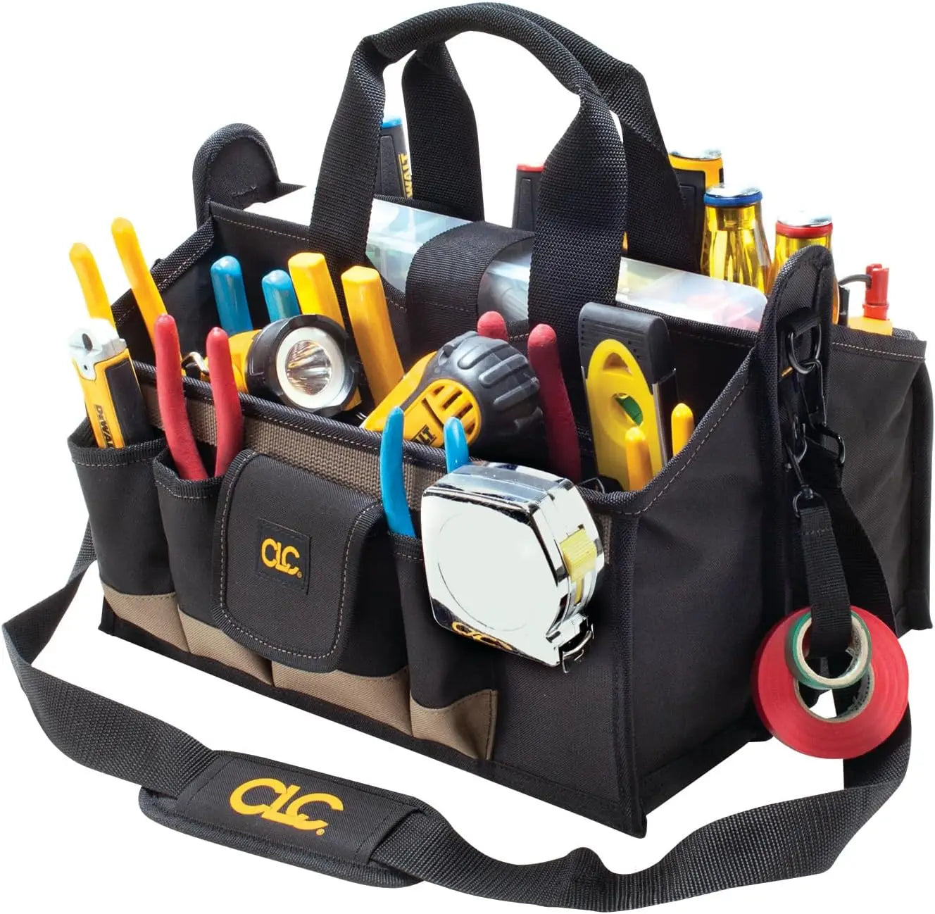 16-Inch Center Tray Tool Bag with 16 Pockets, Durable and Spacious for Easy Organization