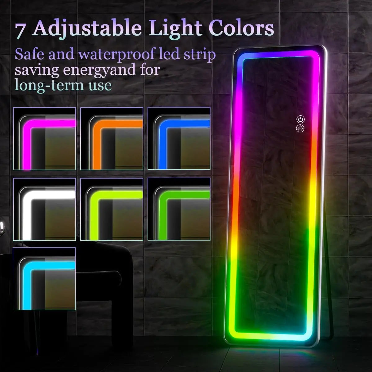 Koonmi LED Full Body Mirror With Dimming Lighting Wall
