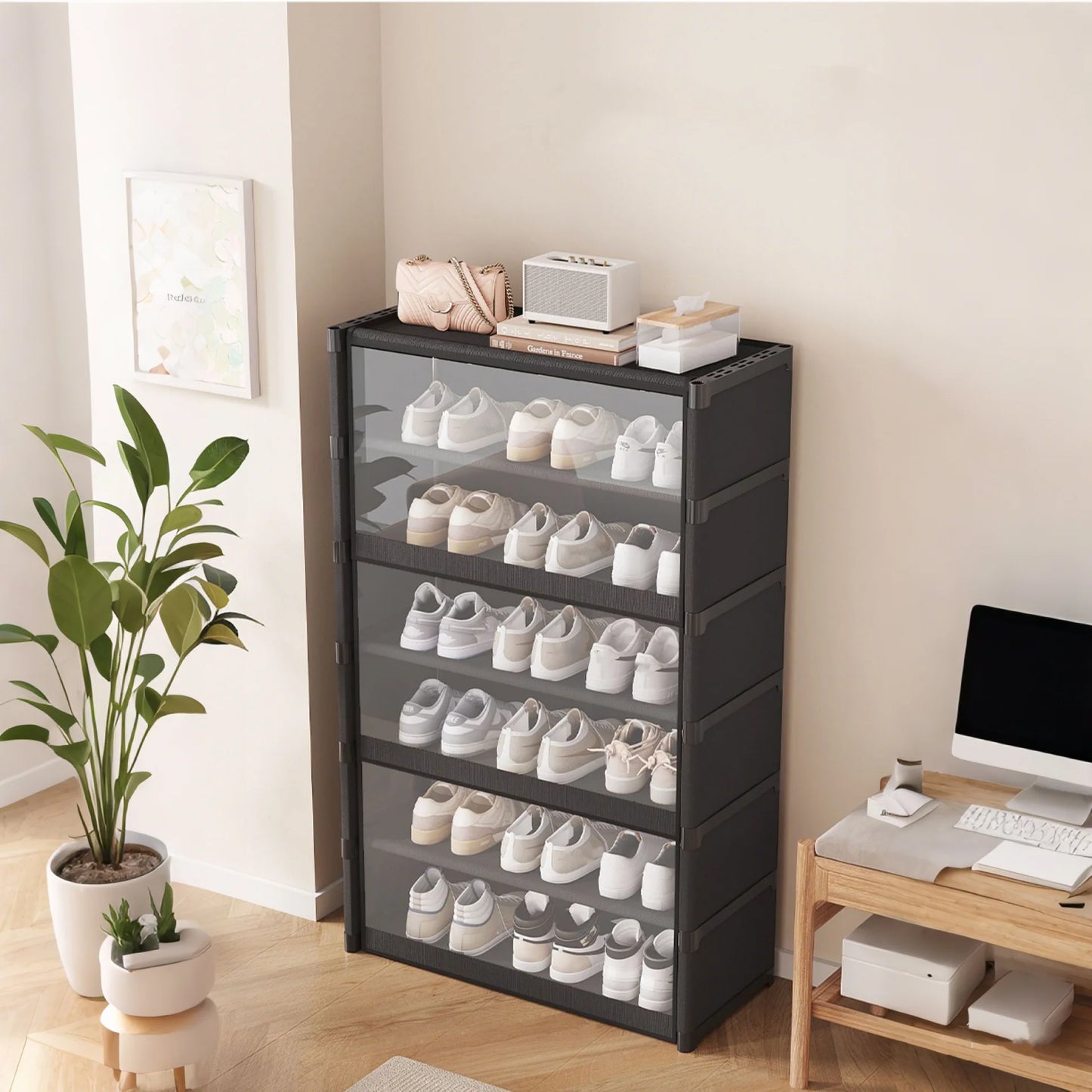 Online Goods Warehouse Five Layer Dustproof Shoe Cabinet