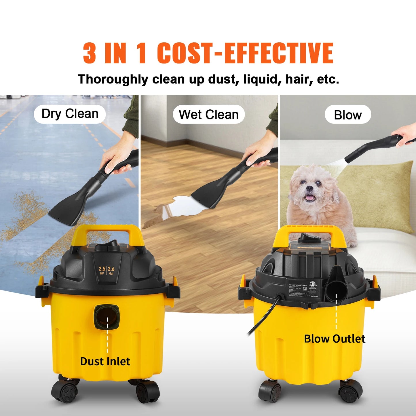 Succebuy Wet Dry Vacuum 3 In 1 Portable Blowing Function