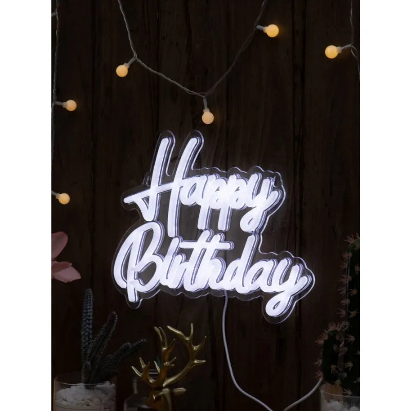 Happy Birthday Neon Lights USB Powered Wall Mount Decoration