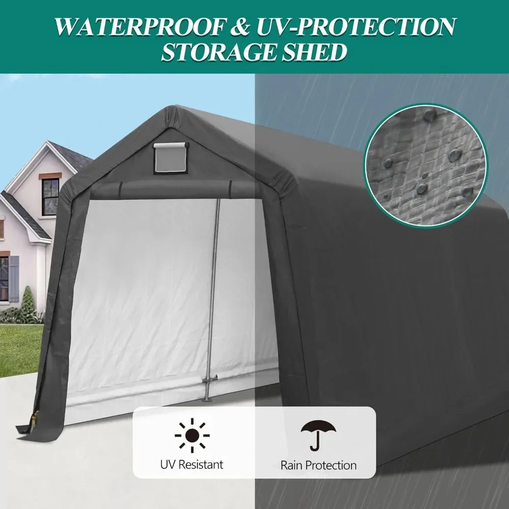 7' x 12' Outdoor Storage Shed- Heavy Duty Storage Shelter Tent with Roll-up Ventilated Door, Portable Garage Zipper Storage shed