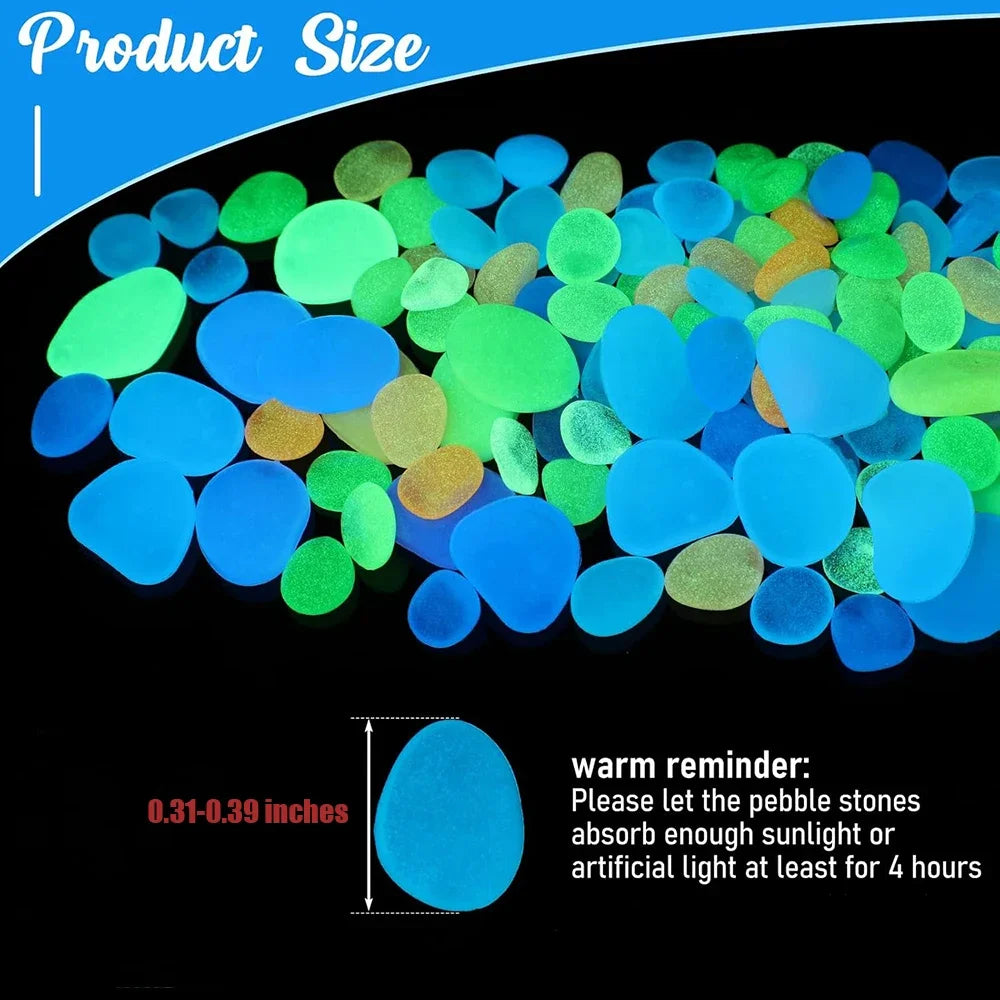 50/200PCS Glow in The Dark Rocks Outdoor Luminous Glowing Pebbles Stones Rocks for Indoor Outdoor Decorations Garden Lawn Yard