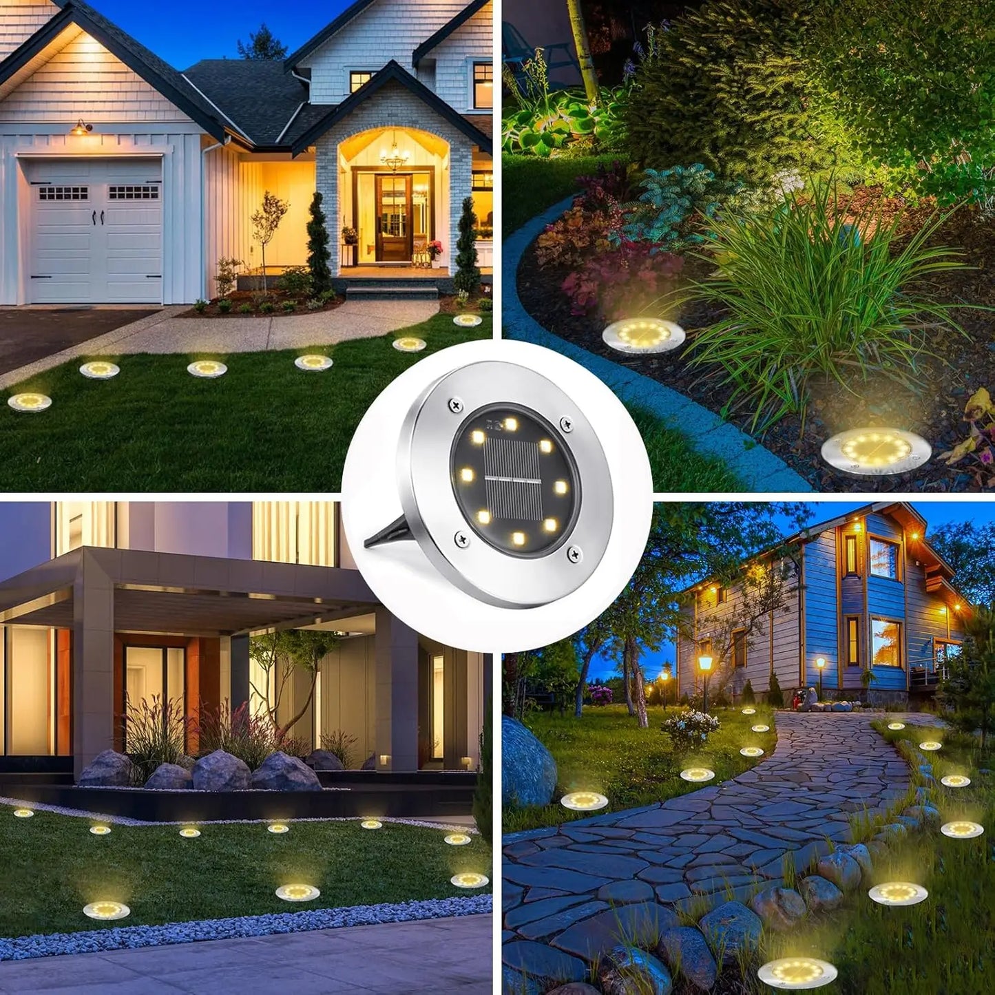 KPSTEK Solar 8 LED Outdoor Landscape Lights for Garden Path