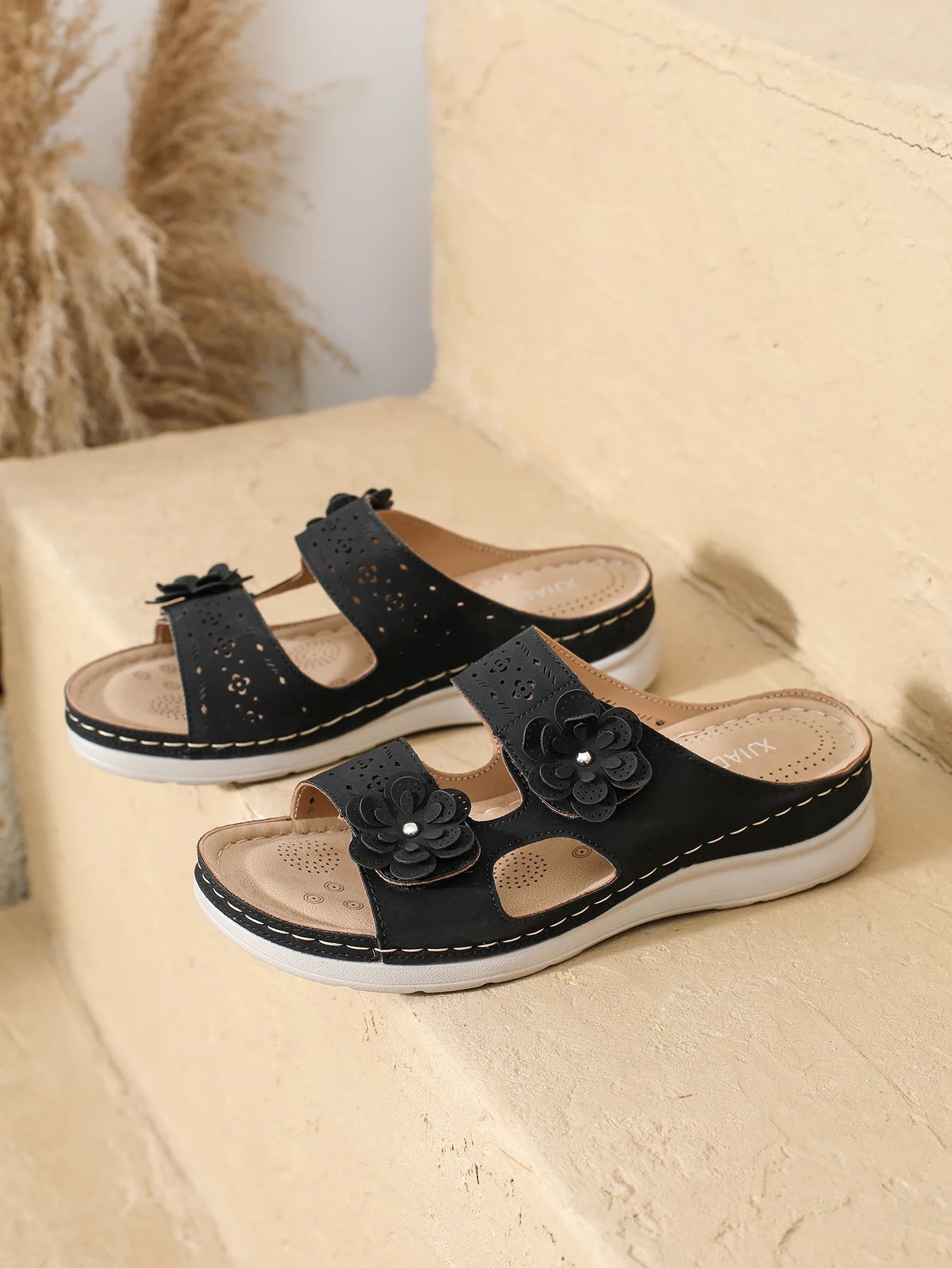 Women Slippers Flower Wedge Sandals Summer Fashion Casual