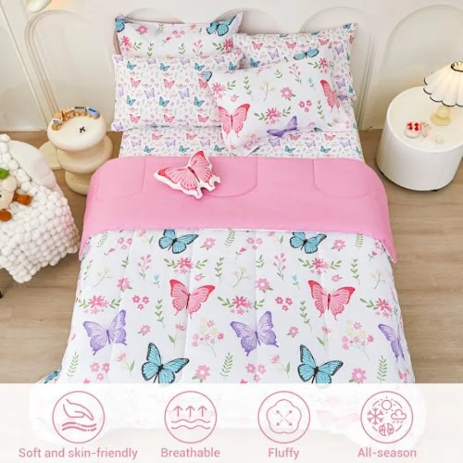 Size Comforter Sets for Girls 6 Pieces Bed in a Bag Bedding Comforter Sheet Set with Shams Decorative Toy Pillow Ultral Soft Mi