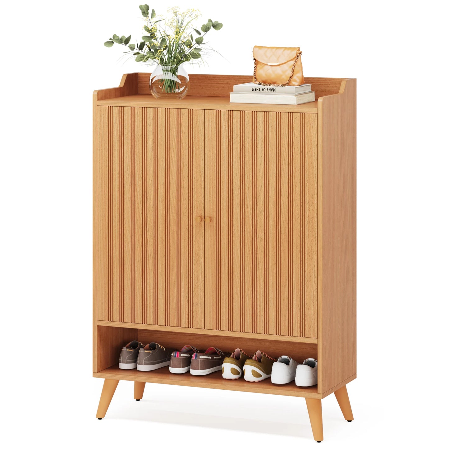 Tribesigns 5 Tier Shoe Cabinet Wood Storage Organizer