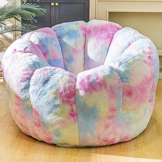 Bean Bag Chair with Filler, Faux Fur Comfy Chair with Petal Armrest Fluffy Lounge Chair for Bedroom, Living Room, Dorm, Game - G