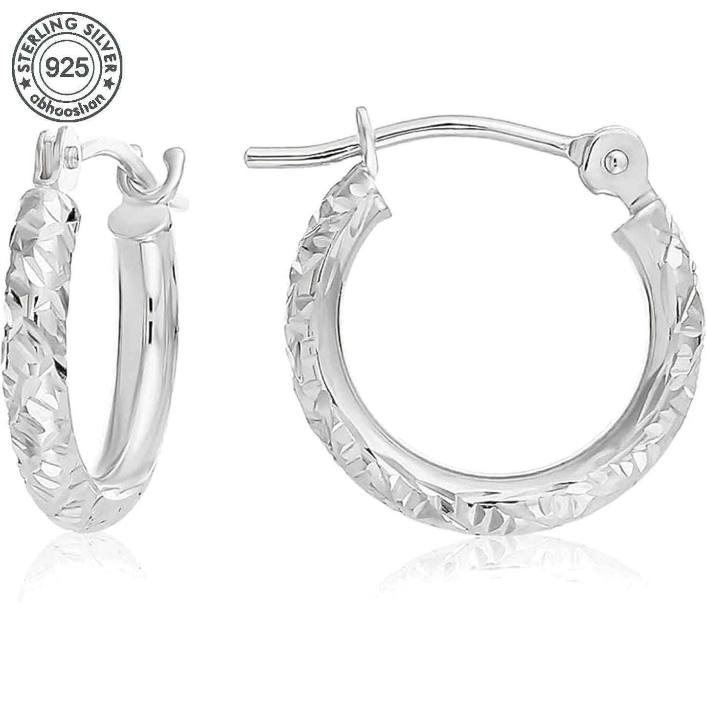 925 Silver Wheat Earrings Italian Diamond Cut Craftsmanship